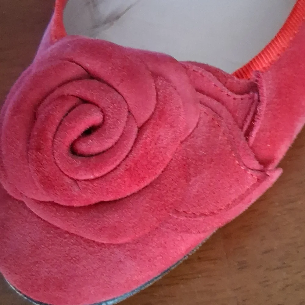 Pretty Ballerinas Red Suede Ballet Flats Leather Made In Spain sz 37 (US 6.5M) - Picture 3 of 9